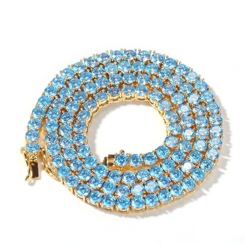 CARÁTIX 4mm Pink/Blue CZ Iced Out Tennis Choker Necklace - CaratixJewelry